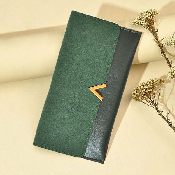 Slim tunn PU-läder kreditkortshållare Bifold Clutch Wallets