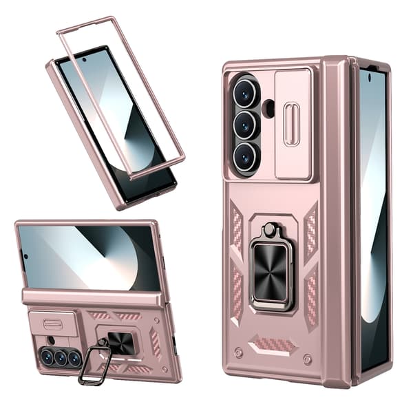 Kameradeksel med pop-up og ringstativ for Samsung Galaxy Z Fold 6 Rose Gold