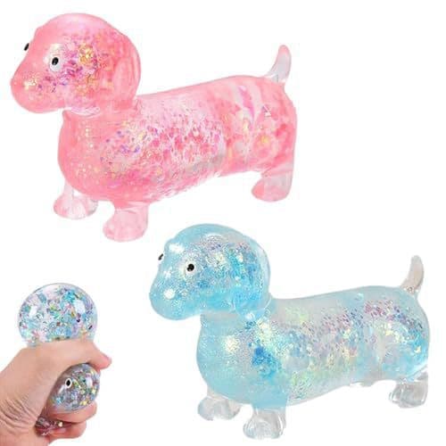 Glitter Dachshund Klemmeleke - Sakte-rebound Stressavlastningsleke - Blå