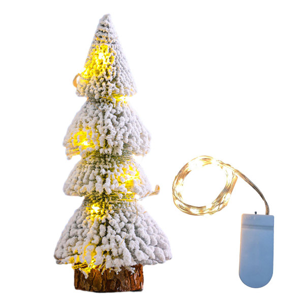 1 Flocked Cedar Tree with Lights Desktop Christmas Tree