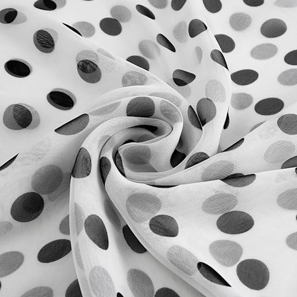 Mjuk blommig sjal för kvinnor, chiffong, genomskinlig scarf CLT01 Polka Dot-white Black