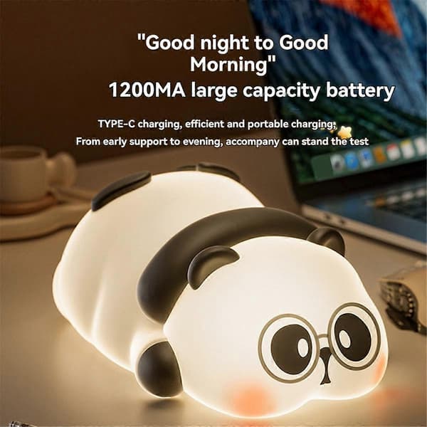 Panda Silikon Nattlys Barnas Soverom Sove Øyebeskyttelseslampe Panda Lampe for å Følge Deg i Søvne om Natten