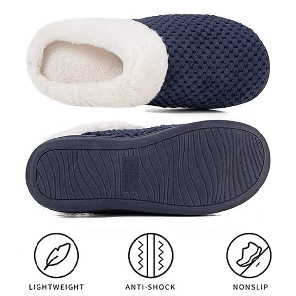 Mjuka tofflor i memory foam för damer, bekväma och varma, slip-on, fluffiga plyschfleece-tofflor för sovrummet, inomhus- och utomhusbruk