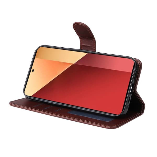 SKALO Redmi 14C 4G PU Läder Plånboksfodral Brun