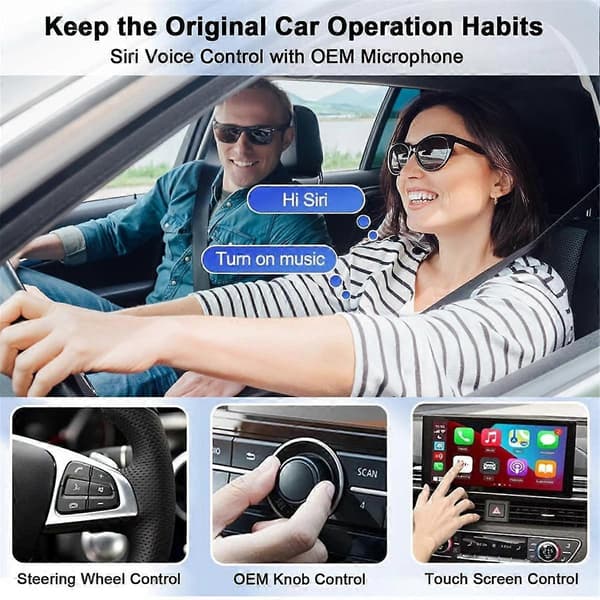 Langaton Carplay-sovitin, Carplay-langaton sovitin Päivitys Plug & Play Muuntaa langallisen langattomaksi CarPlay-sovittimeksi autoon