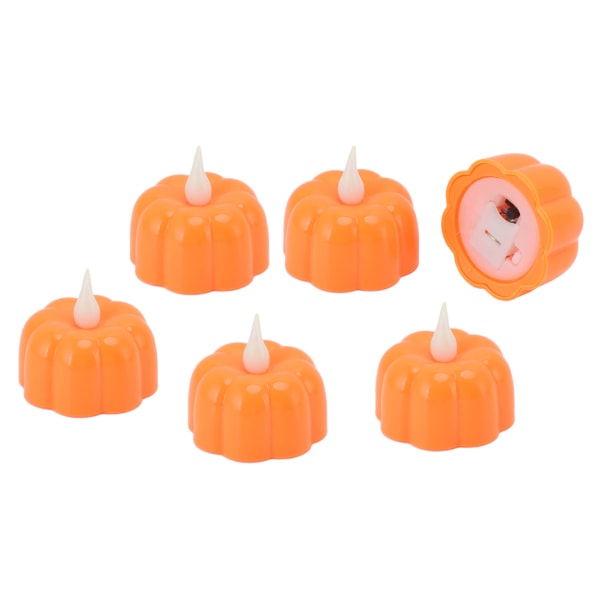 6 st Halloween pumpa LED-ljus flamlös batteri
