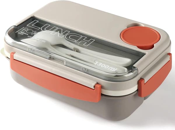 (Beige) Bentoboks lunsjbokser, 1300ML Stable Bento lunsjboks fo