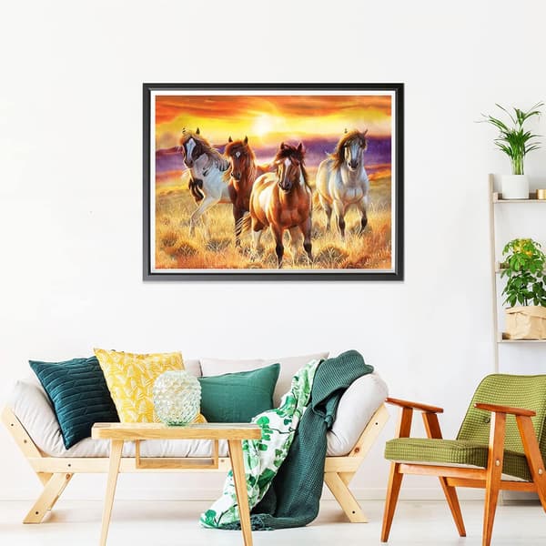 5D Diamantmaleri Sæt 30x40cm DIY Farverig Hest Diamant Kunst Sæt