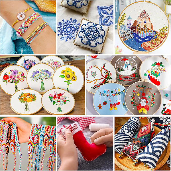 Broderisats, 100 färgade trådar, bärväska, flera tillbehör