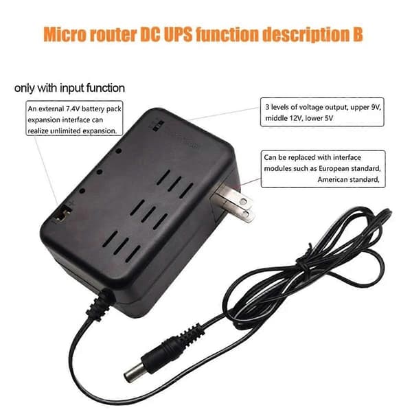 5V 9V 12V 18.5Wh 5000mAh UPS Backup Strømforsyningsadapter 5.5x2.1mm Udgang til Trådløs Router Modem CCTV Kamera EU Stik