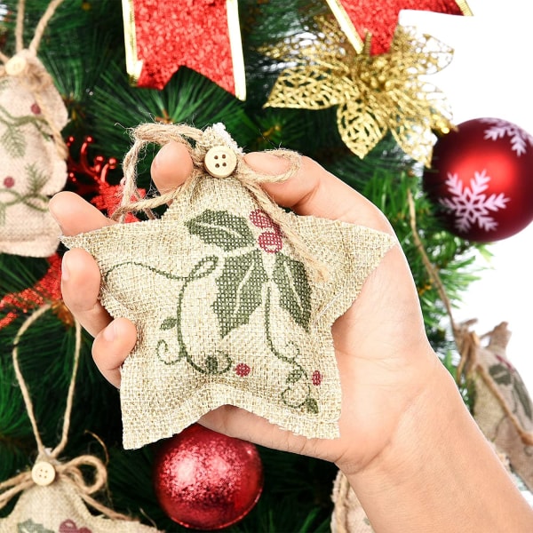 Christmas Burlap Tree Ornaments Hanging Decorations Christmas