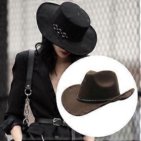 Western Cowboy Hat Mode Fedora til Rollespil Festlig Cosplay Gave Performance (Brun)