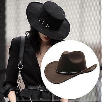Western Cowboyhatt Mote Fedora for Rollespill Festlig Cosplay Gaveforestilling (Brun)