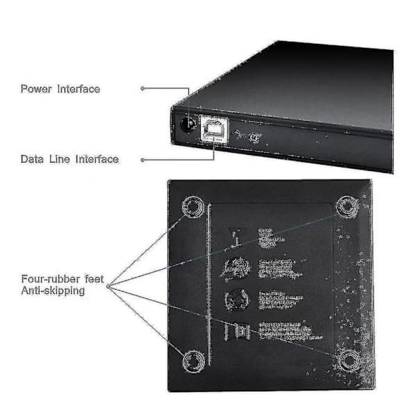 USB 2.0 Ekstern CD/DVD Afspiller Sort