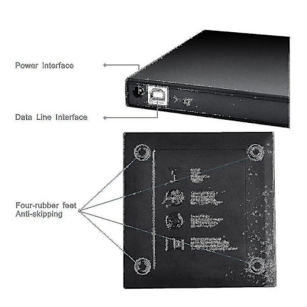 USB 2.0 Ekstern CD/DVD-spiller Svart