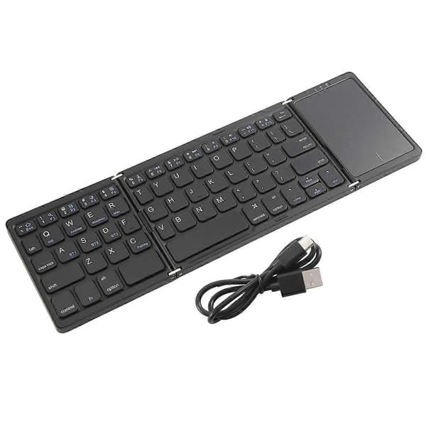 Vikbart Bluetooth-tangentbord för resor, trefaldigt trådlöst bärbart tangentbord med pekplatta för Ally Game Handheld