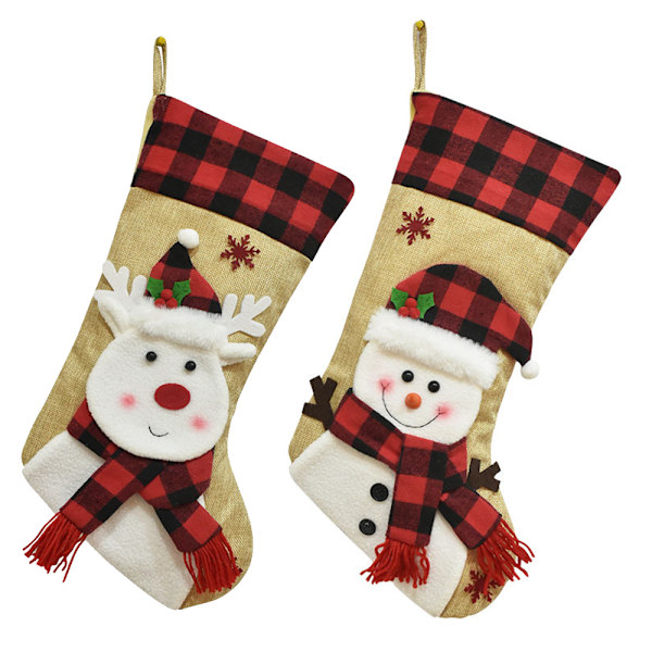 Christmas Ornaments Velvet Linen 3D Cartoon Christmas Socks