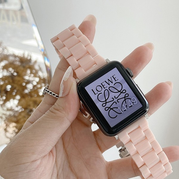 PC Klockarmband Ersättningsarmband för Smartklocka med Metallspänne för Iwatch 1 2 3 4 5 6 7 Se Rosa 38 40 41mm