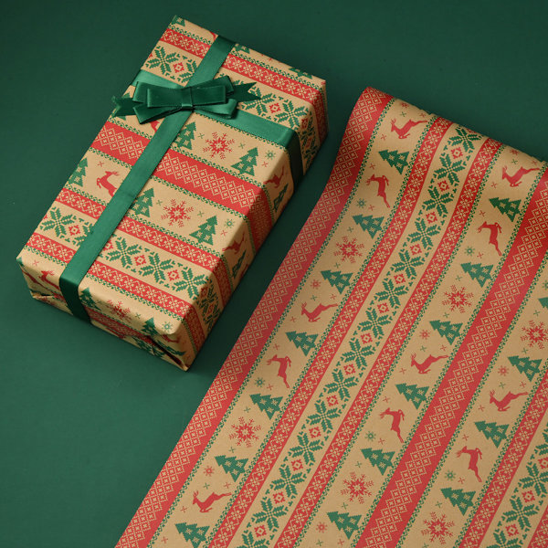 Julklappspapper Förtjockat julkraftpapper grossist Julgran älg presentförpackning omslagspapper