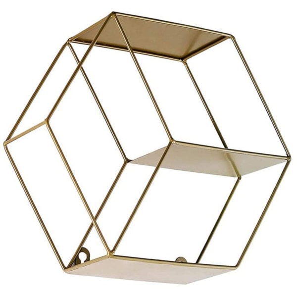 Hexagon Flytande Hyllor Metall Svart Honeycomb Hyllor för Vägg