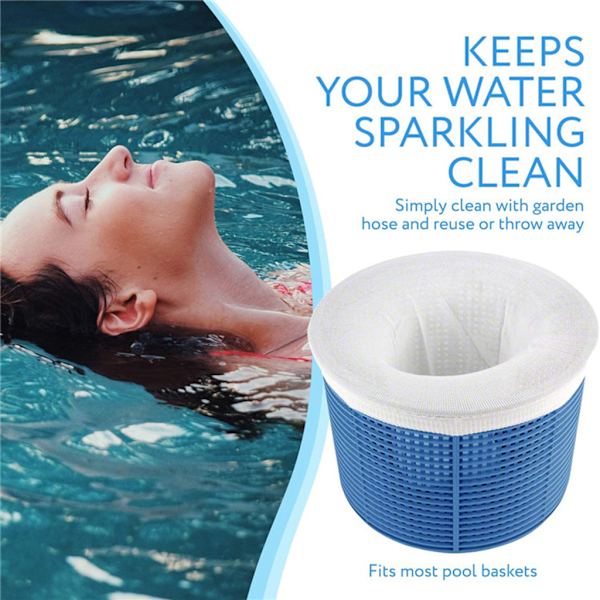 Pool Skimmer Filterstrumpa - Universal Poolfilterpåse (Vit, 20-pack)