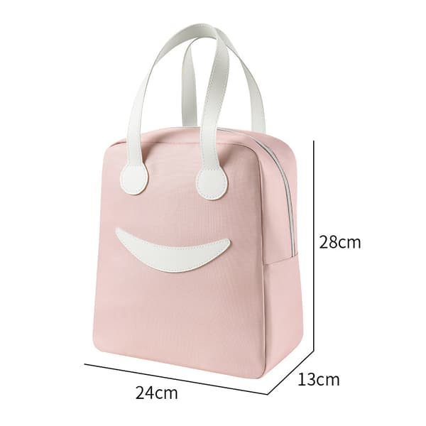 2 bærbare lunsjposer, mini lunsjpose isolasjonspose, søt utendørs piknikpose ispose oppbevaringspose, rosa stor størrelse + grønn liten størrelse