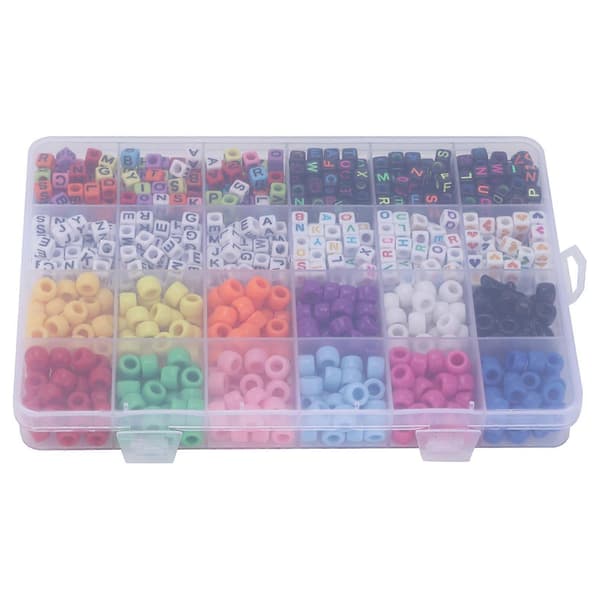 Bogstavperler 6 mm 10 farver Elastisk tråd Store hulperler sæt til håndværk DIY håndlavet