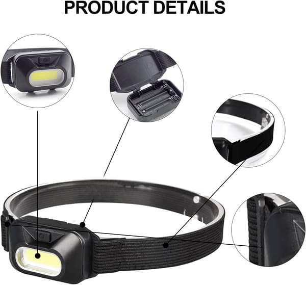Musta otsalamppu, LED-otsalamppu, kevyt otsalamppu, P