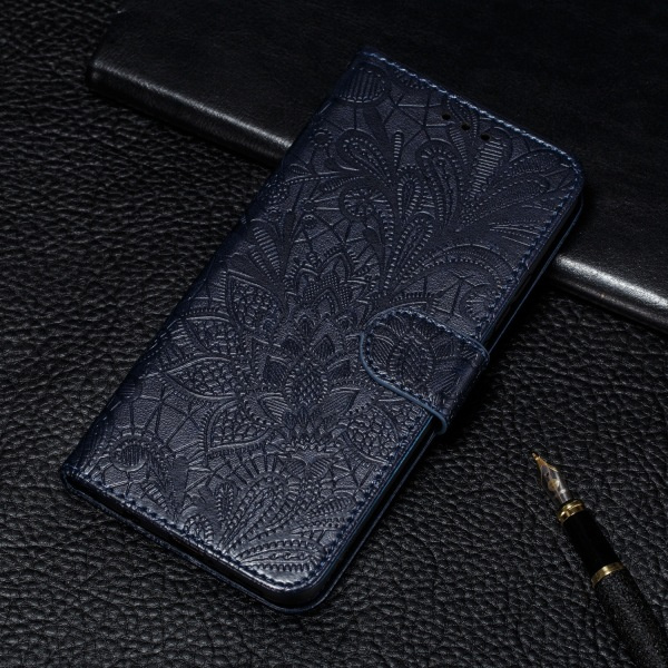 Präglat Spetsmönstrat Flipfodral för Samsung Note 10 Black