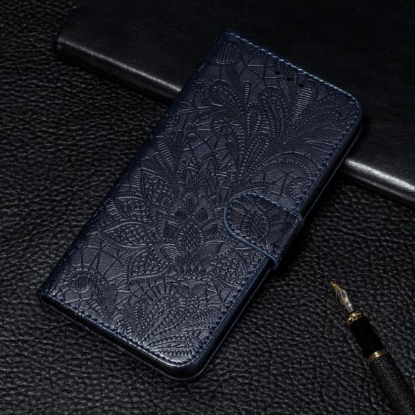 Preget blondeblomst flip-deksel til Samsung S22 Black