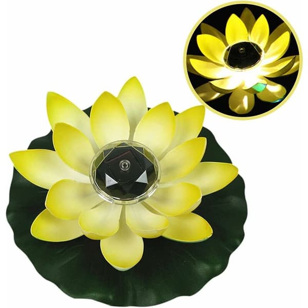 Flydende Lotus Solcellelys Solcelle Lotusblomst LED Solcellelampe 28X8
