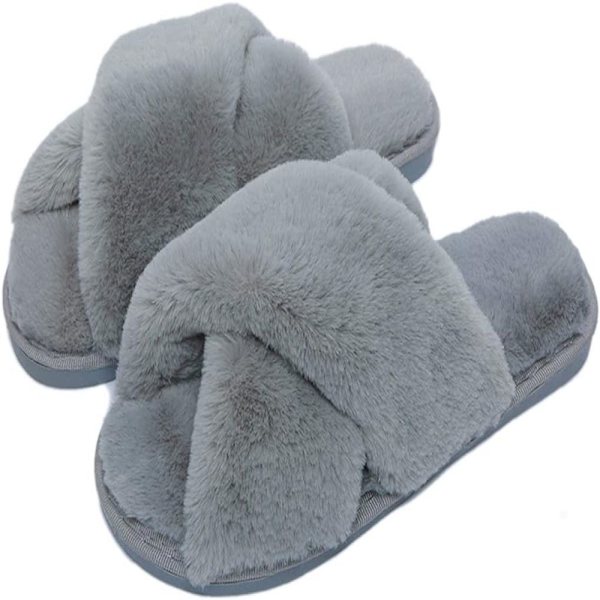Varme kryds pels flip flops grå 38-39