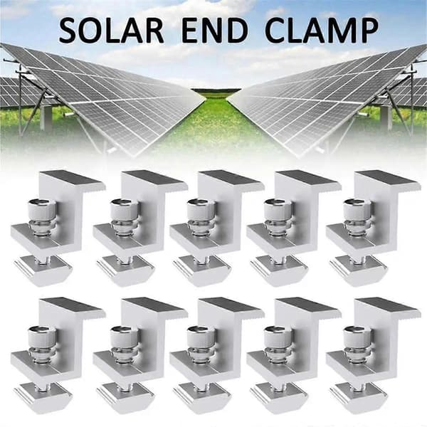 10 stk. solcellebeslag i aluminiumslegering til solcellemodul, solpanelmonteringsbeslag, tilbehør, PV-klemme A