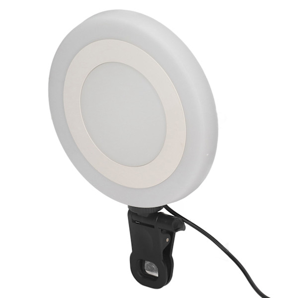 5,5-tums videokonferens LED-ringljus, 3 lägen, 10 nivåer, USB-driven skrivbordslampa med RBG-klämma för bärbar dator