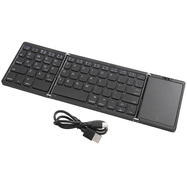 Vikbart Bluetooth-tangentbord för resor, trefaldigt trådlöst bärbart tangentbord med pekplatta för Ally Game Handheld