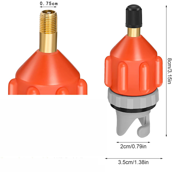 Pumpadapter, adapter för kompressor, portabel SUP-ventiladapter, uppblåsbar båtventiladapter för kajak, uppblåsbar båt, SUP-bräda Orange