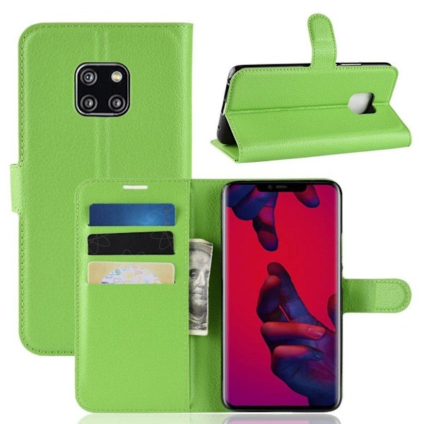 Huawei Mate 20 Pro flipfodral i litchi-texturläder - Grön Grön