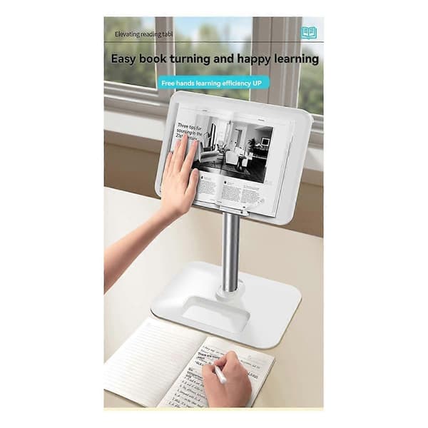 Gulvlæsebord 43-78 cm højdejusterbart tabletstativ boghylde løftbart læsebord foldbar holder