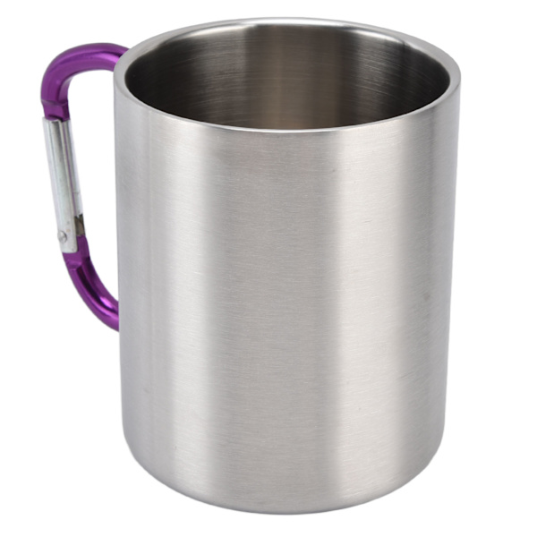Rostfritt stål mugg 360ml dubbelvägg bekvämt handtag glänsande