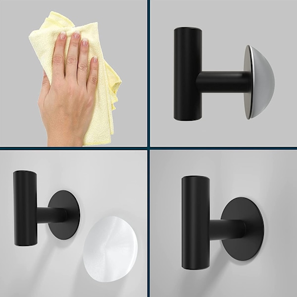 Command Lättanvända Självhäftande Väggmonterade Krokar, Rostfritt Stål Matt Svart, (4-pack)