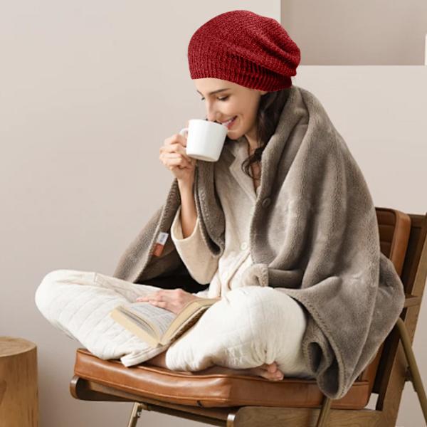 Randig Pullover-mössa för höst och vinter, herr- och dammössa i varm ull för höst och vinter, stickad utomhusmössa