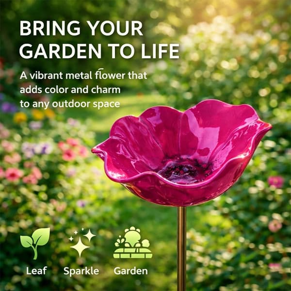 Pink udendørs blomsterformet stander fuglevander / fuglebad / fuglefoderbræt