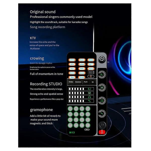 Ny M13 Stemmeskifter, Live Stemmekort Stemmeskifter, Håndholdt Mikrofon Stemmeskifter med BT 3,5 mm Port DJ Controller