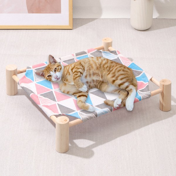 Kattbädd och katthängmatta, liten hund trä kattbädd, ventilerande utomhus kattbädd för alla årstider, upphöjd husdjurssäng för inomhusbruk Style 4