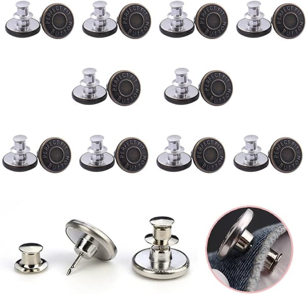 10 stk Jeansknapper, 17mm Avtakbare Metall DIY-knapper, Justerbare