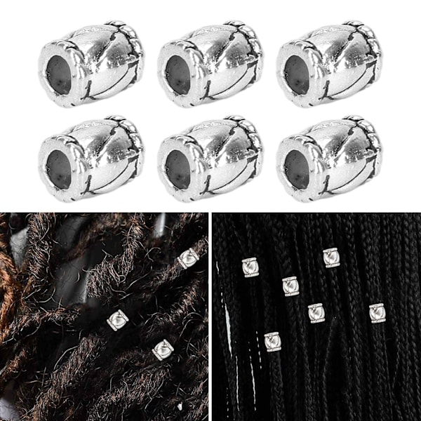 Antika Silver Tunnpärlor Legering Metall Retro Design Stora Hål Distanspärlor för Hår- och Skäggflätning DIY Smyckestillverkning Hantverk Kvalitetspärlor Fina