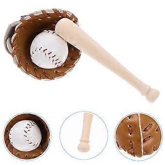 1 Set Mini Basebollar Dockhus Baseboll Miniatyr Basebollträ Handske Boll Sportkit