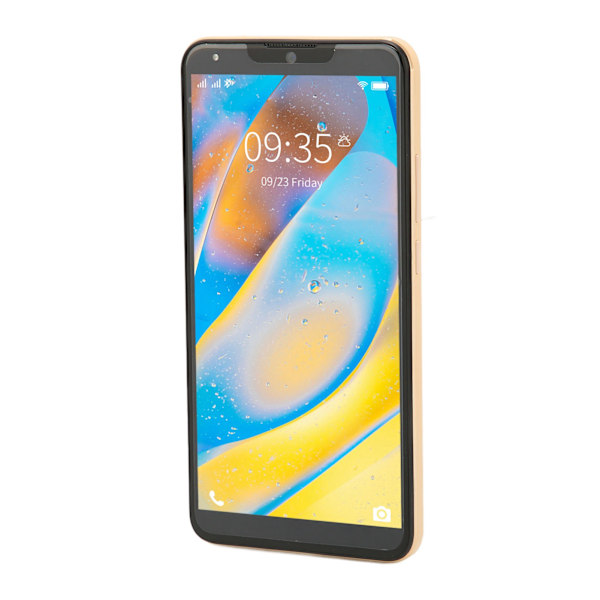 6.0 Tum HD IPS Skärm Smartphone 1G RAM 8G ROM Dubbla SIM Ansiktsupplåsning Telefon för Android 10 100-240V Guld EU-kontakt
