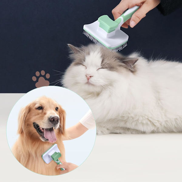 Børste til hunde og katte, selvrensende hårbørste til små hunde,