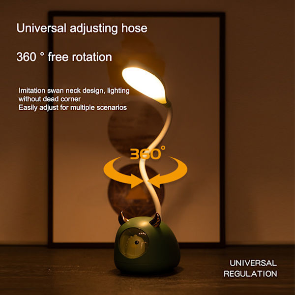 LED-skrivbordslampa tecknad djur USB uppladdningsbar ögonskydd